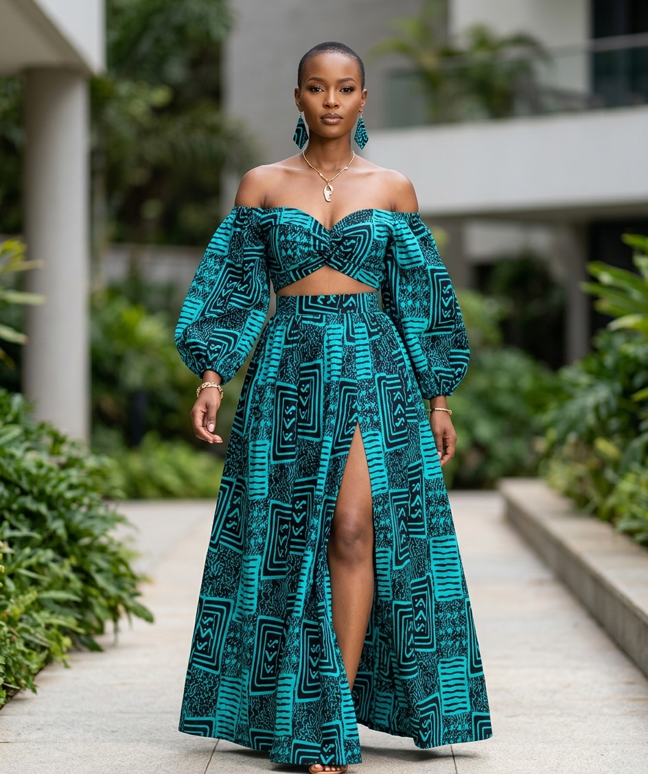 Off-Shoulder Kitenge Ensemble